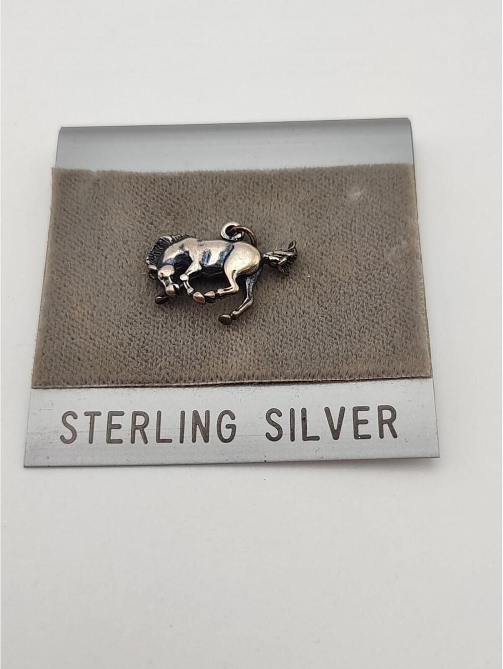 NOS Sterling Silver Bucking Horse Charm Western Rodeo
